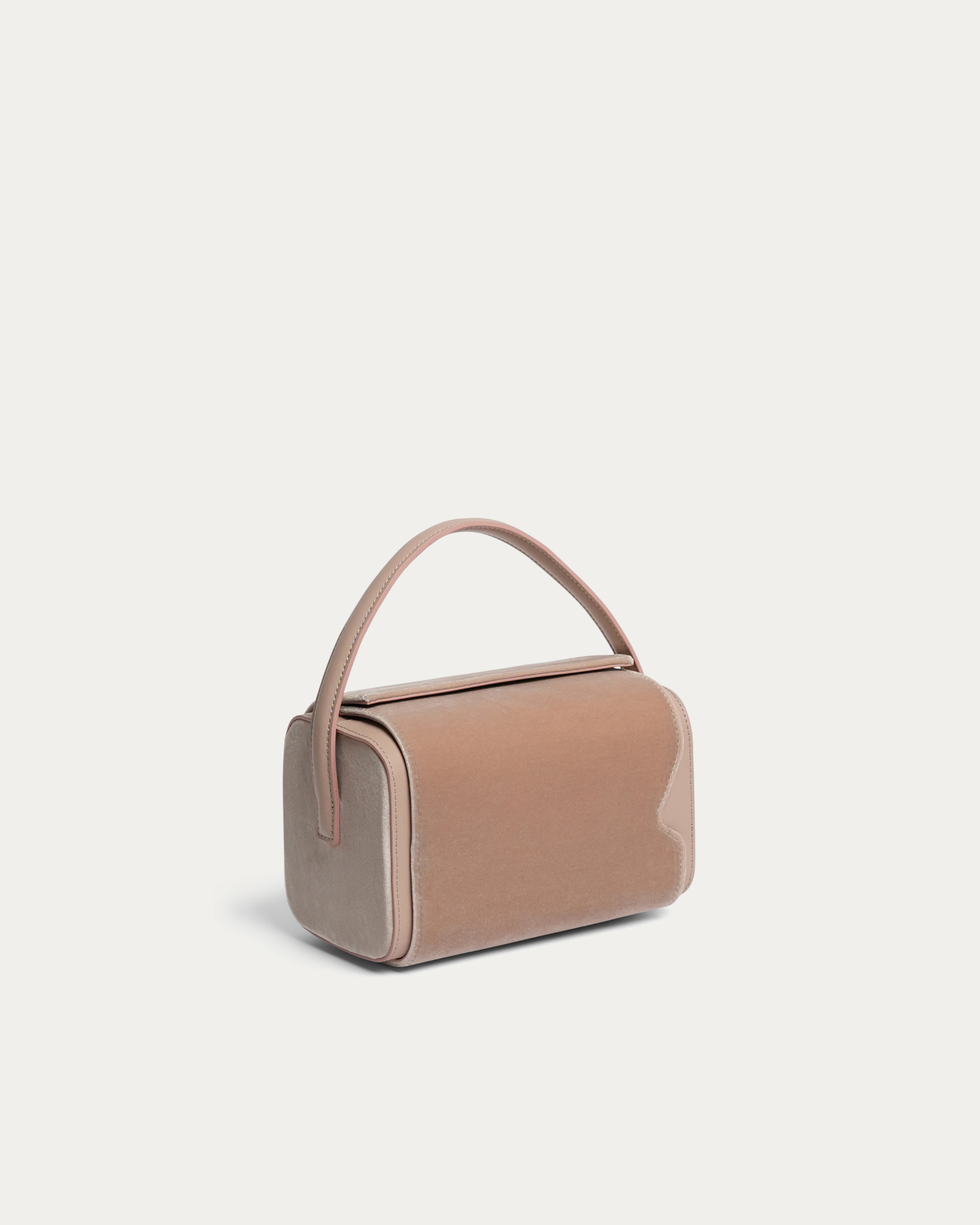 Two-tone handbag with a beige top and brown base on a light gray -THUNA - Bags - Kuwait - Saudi