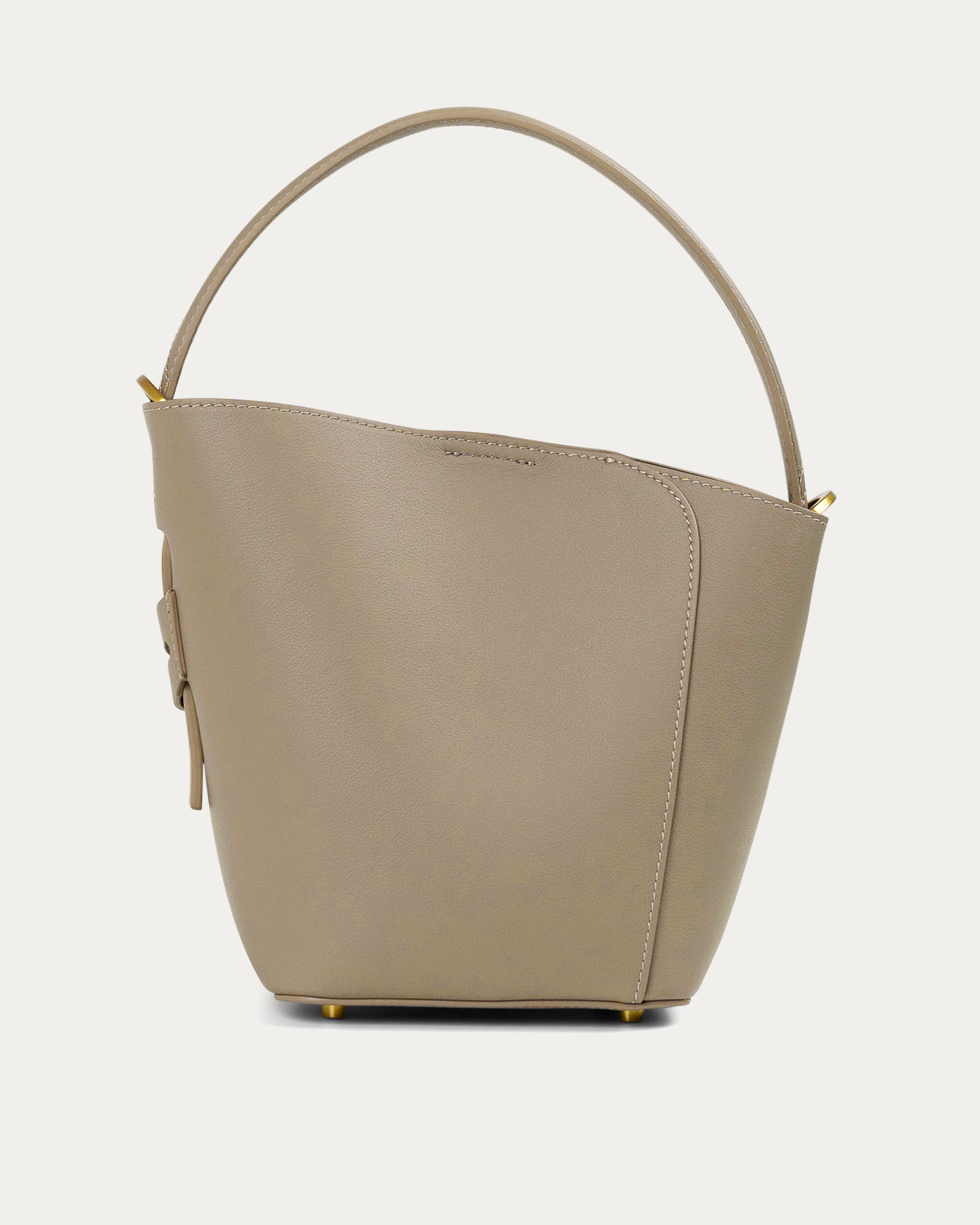 Sage taupe bucket bag