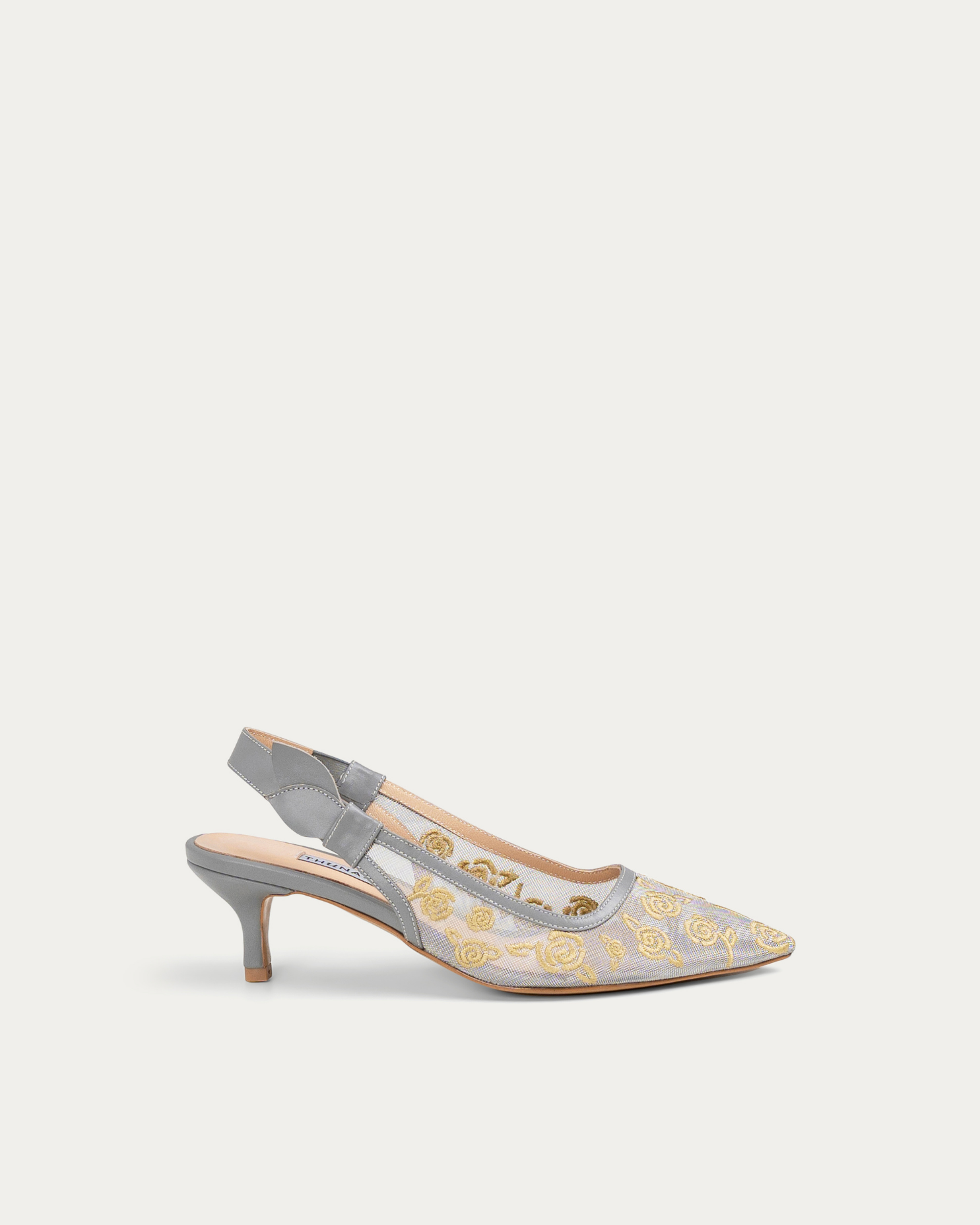Zia grey gold heel