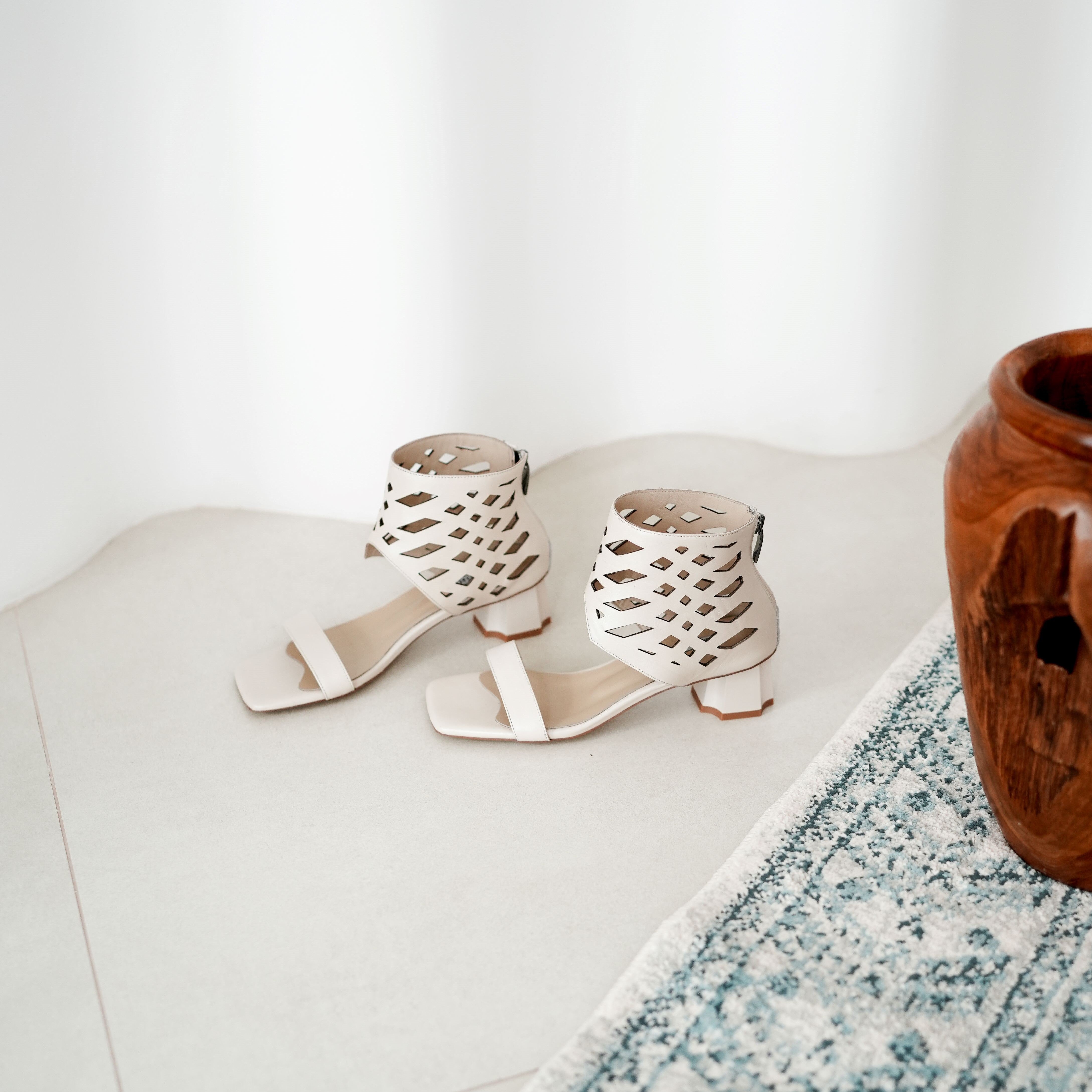 Kaya cream sandal- Heels - kuwait - Ksa- shoes