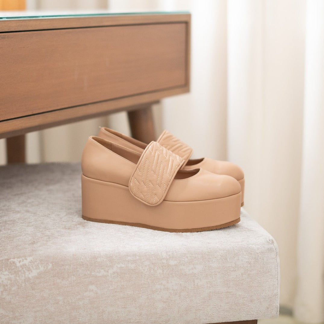 Nayla beige platform - Summer nights collection -  kuwait- Ksa- shoes