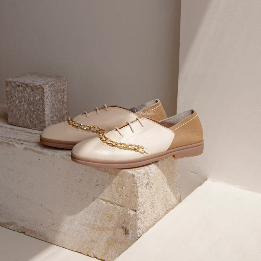 Dora beige oxford - Oxfords - kuwait - Ksa- shoes