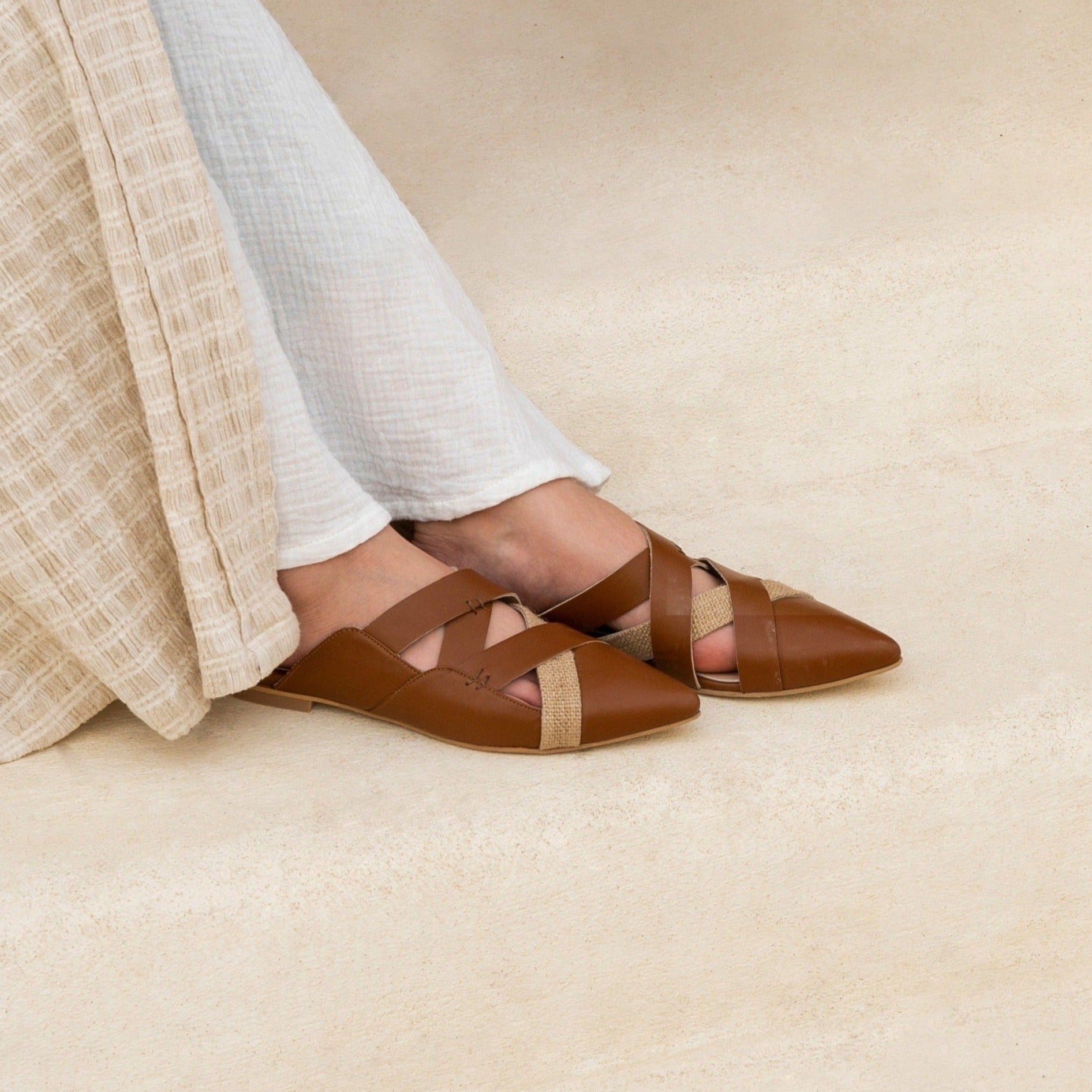 lana - tan -  mule ramadan collection- kuwait- ksa- shoes