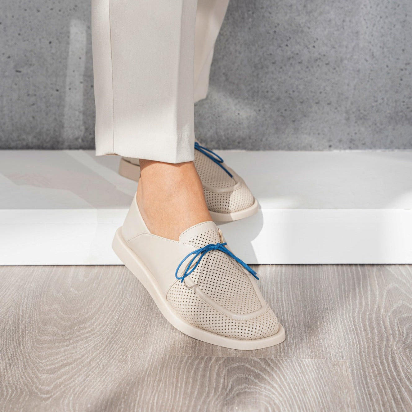 Layan beige oxford- Oxfords - kuwait - Ksa- shoes