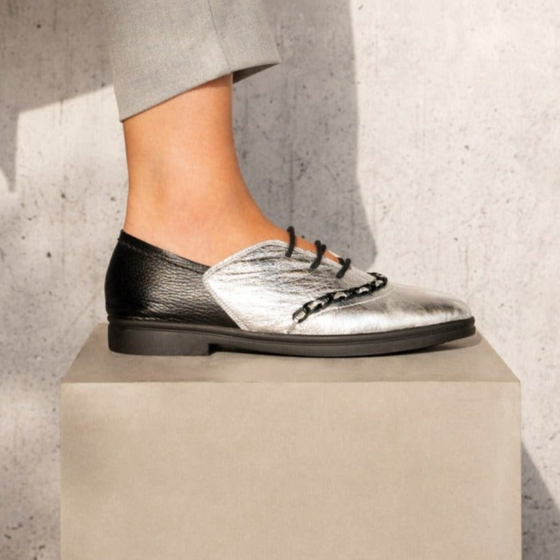 Dora silver oxford - Oxfords - kuwait - Ksa- shoes