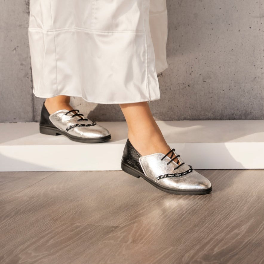 Dora silver oxford - Oxfords - kuwait - Ksa- shoes