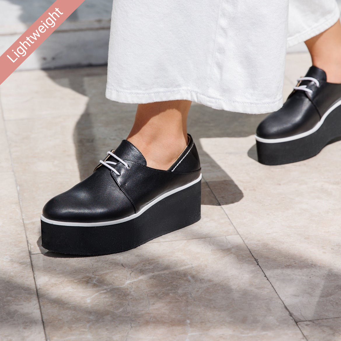 Lima black platform - Oxfords - kuwait - Ksa- shoes